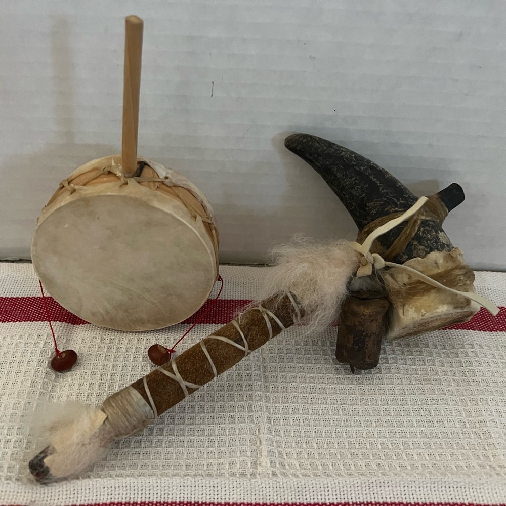 Rustic Drum and Axe Decor Set